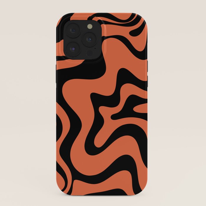 Retro Liquid Swirl Abstract Pattern in Black and Orange iPhone Case Gallery Image 40