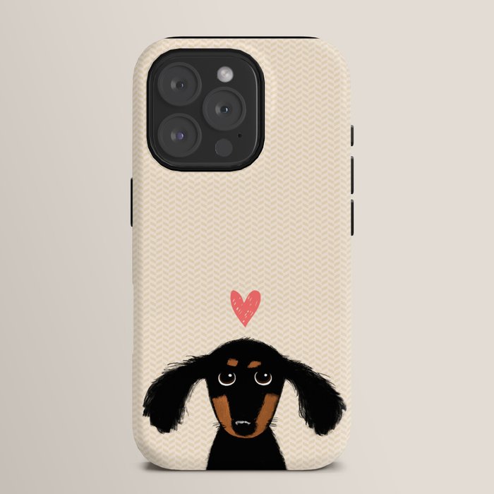 Dachshund Love | Cute Longhaired Black and Tan Wiener Dog iPhone Case Gallery Image 15