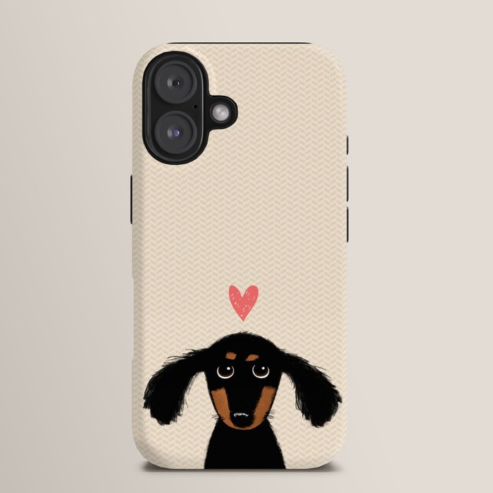 Dachshund Love | Cute Longhaired Black and Tan Wiener Dog iPhone Case Gallery Image 13