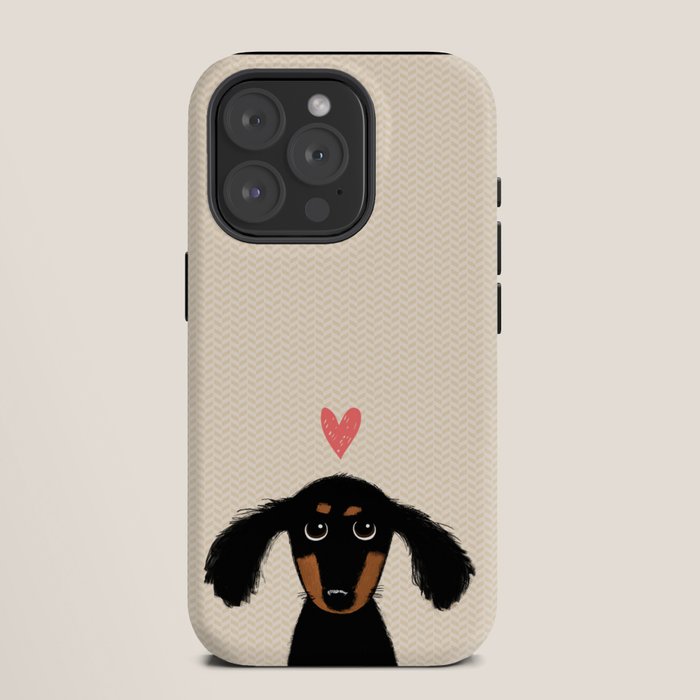 Dachshund Love | Cute Longhaired Black and Tan Wiener Dog iPhone Case Gallery Image 11