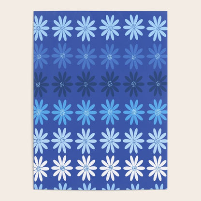 Ombre Abstract Daisies on Cobalt Blue Poster Gallery Image 4