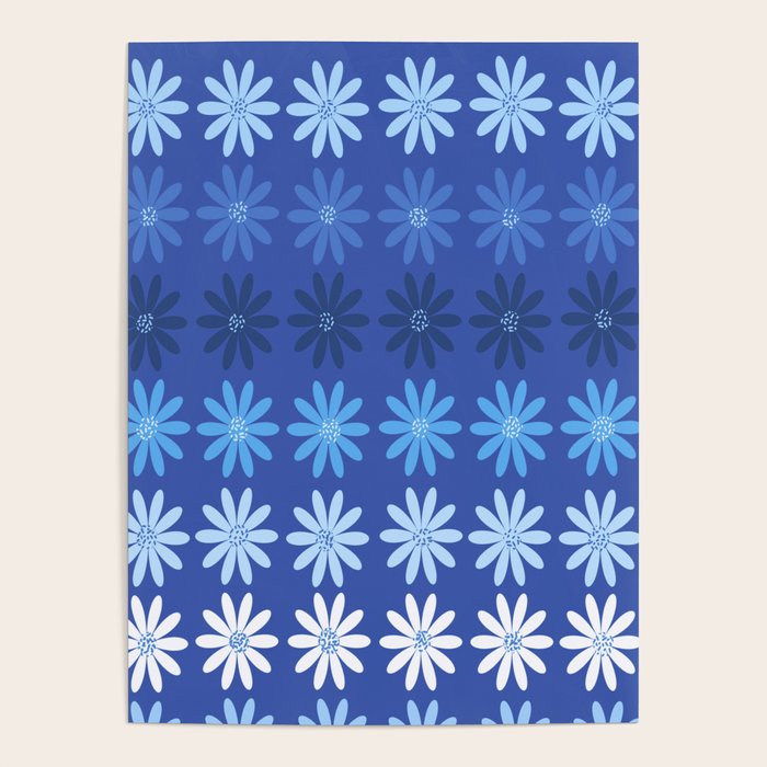 Ombre Abstract Daisies on Cobalt Blue Poster Gallery Image 1