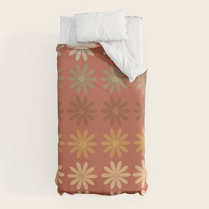 Ombre Abstract Daisies on Mandarin Orange Duvet Cover Gallery Image 10