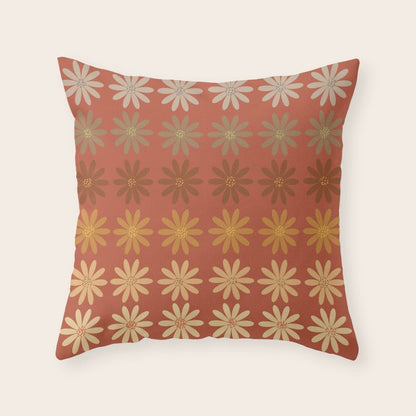 Ombre Abstract Daisies on Mandarin Orange Throw Pillow Gallery Image 4