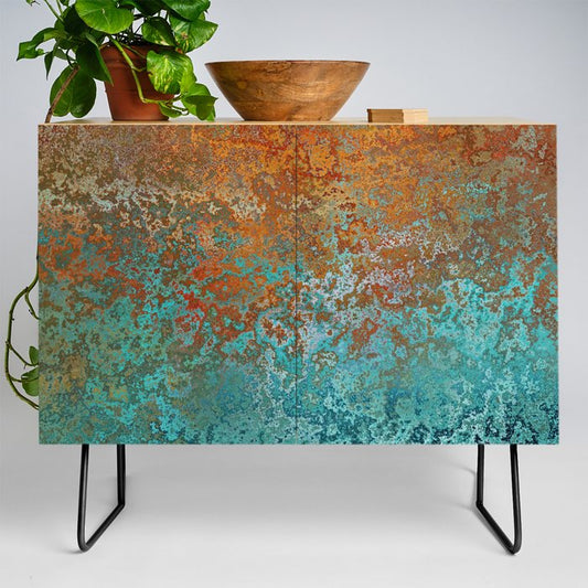 Vintage Copper and Teal Rust Credenza Gallery Image 2