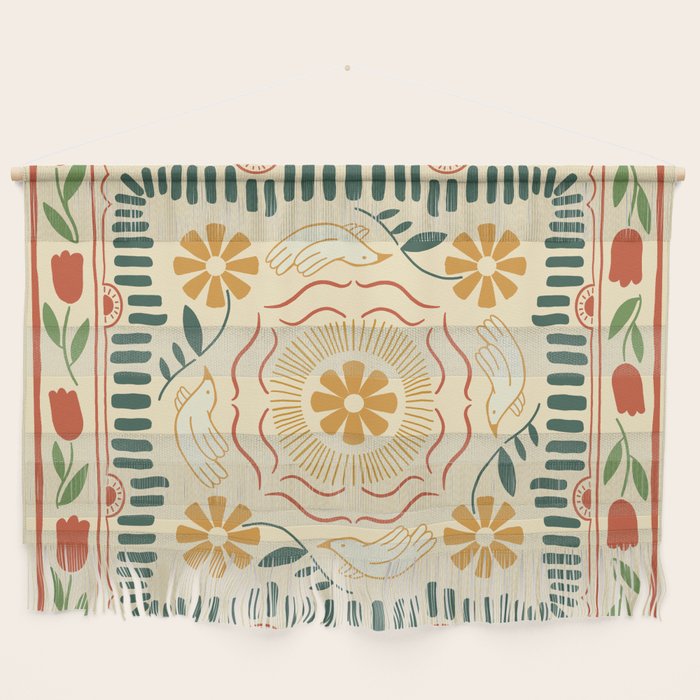 Scandinavian Doves in Winter Colors Wall Hanging Gallery Image 1