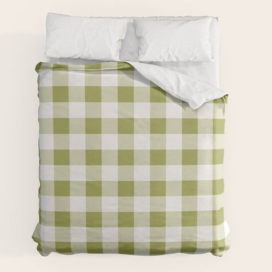 Gingham Large Green White Duvet Cover Gallery Image 2