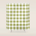 Gingham Large Green White Shower Curtain Gallery Image 1