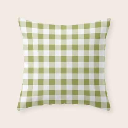 Gingham Large Green White Throw Pillow Gallery Image 4