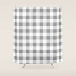 Gingham Large Gray White Shower Curtain Gallery Image 1