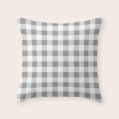 Gingham Large Gray White Throw Pillow Gallery Image 2