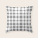 Gingham Large Gray White Throw Pillow Gallery Image 1