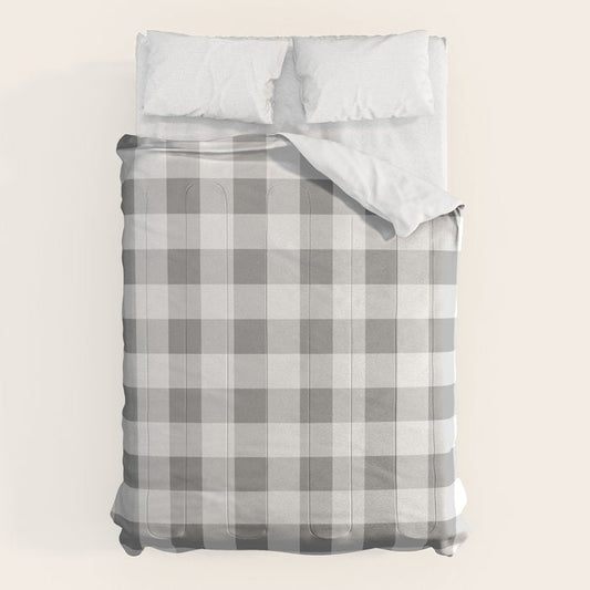 Gingham Large Gray White Comforter Gallery Image 1