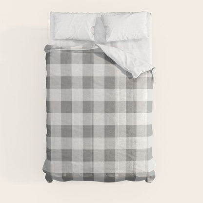 Gingham Large Gray White Comforter Gallery Image 8