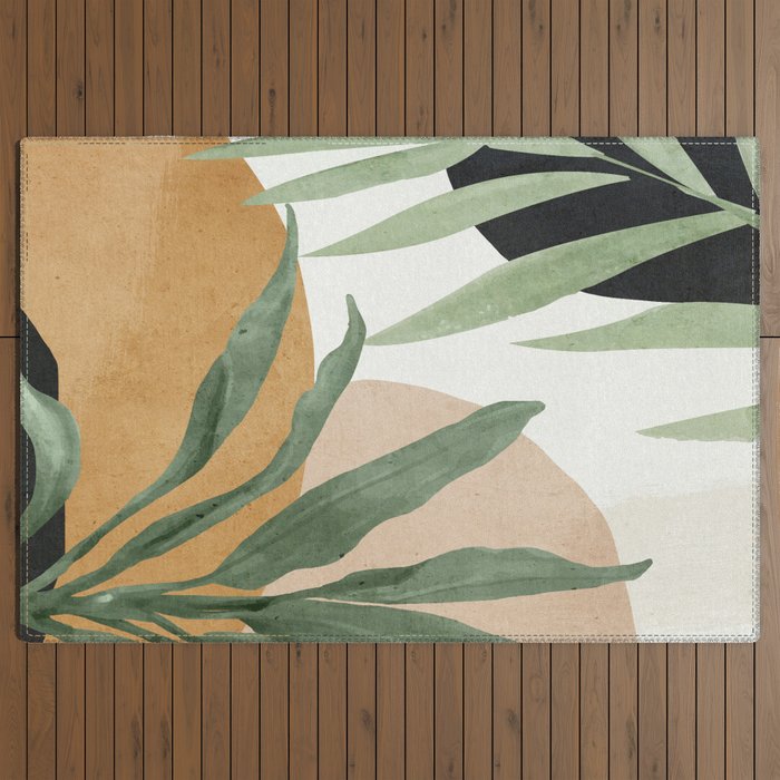 Abstract Art Tropical Leaves 4 Outdoor Rug Gallery Image 3