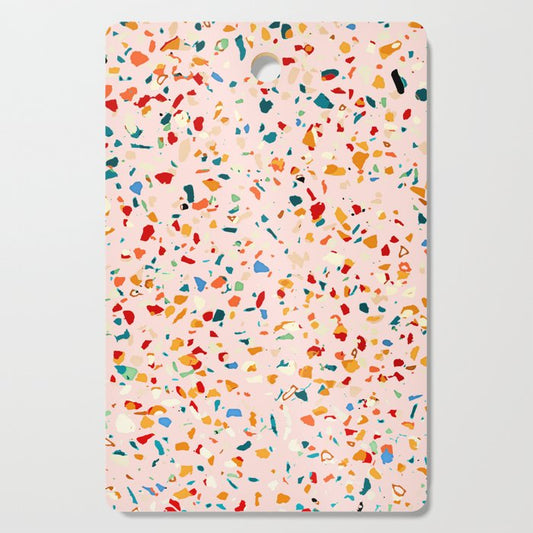 Blush Terrazzo | Pink Eclectic Speckles | Abstract Confetti Painting | Chic Bohemian Illustration Cutting Board Gallery Image 1