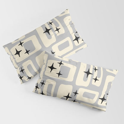 Retro Mid Century Modern Abstract Pattern 576 Gray Black Pillow Sham Gallery Image 4