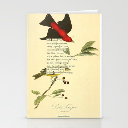 Bird Divinations: Scarlet Tanager (about: almanacofbirds.org) Stationery Card Gallery Image 2