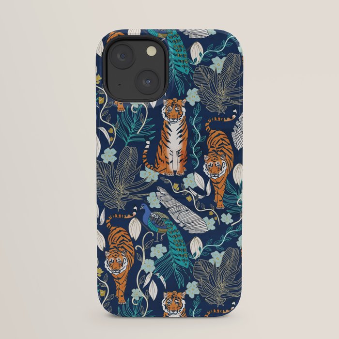 Tiger Toile on Navy iPhone Case Gallery Image 29
