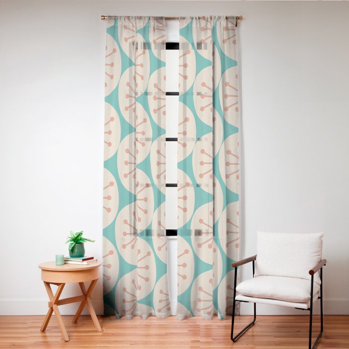 Atomic Dots Retro Midcentury Modern Pattern in Mid Mod Orange, Beige, and Turquoise Teal Window Curtain Gallery Image 20