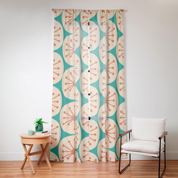 Atomic Dots Retro Midcentury Modern Pattern in Mid Mod Orange, Beige, and Turquoise Teal Window Curtain Gallery Image 12