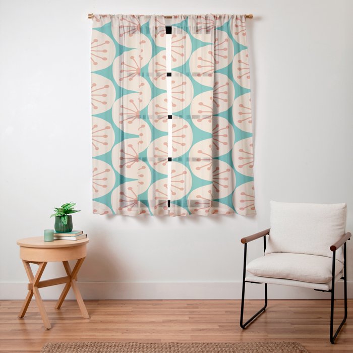 Atomic Dots Retro Midcentury Modern Pattern in Mid Mod Orange, Beige, and Turquoise Teal Window Curtain Gallery Image 23