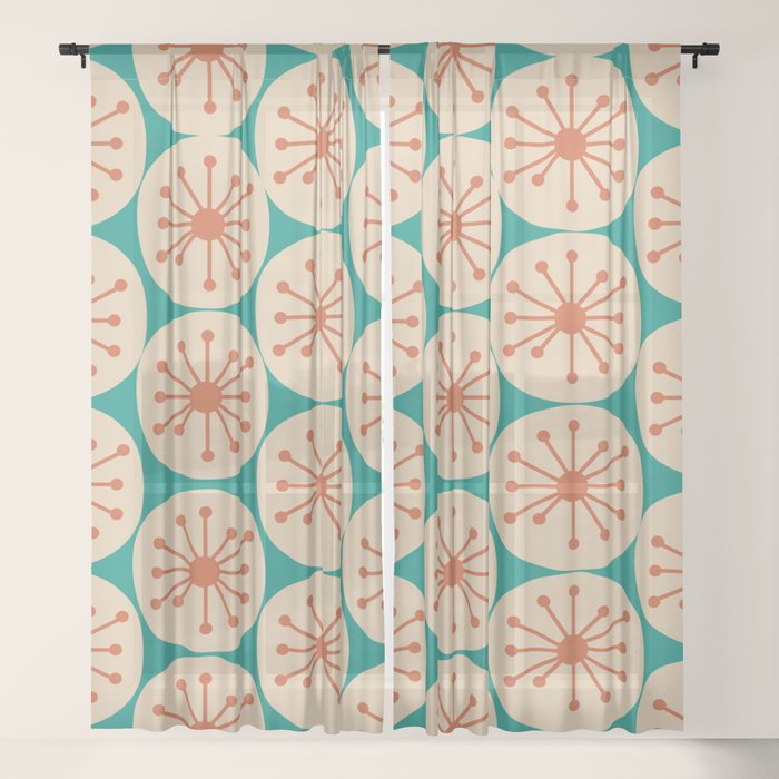 Atomic Dots Retro Midcentury Modern Pattern in Mid Mod Orange, Beige, and Turquoise Teal Window Curtain Gallery Image 17