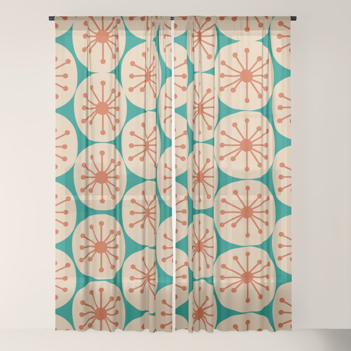 Atomic Dots Retro Midcentury Modern Pattern in Mid Mod Orange, Beige, and Turquoise Teal Window Curtain Gallery Image 18