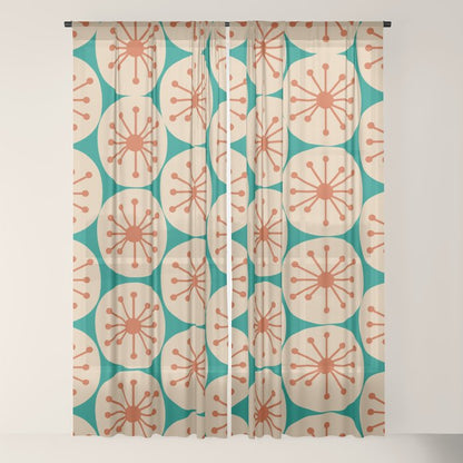 Atomic Dots Retro Midcentury Modern Pattern in Mid Mod Orange, Beige, and Turquoise Teal Window Curtain Gallery Image 18
