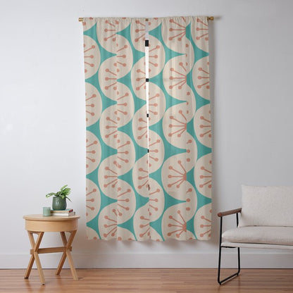 Atomic Dots Retro Midcentury Modern Pattern in Mid Mod Orange, Beige, and Turquoise Teal Window Curtain Gallery Image 13