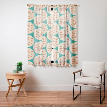 Atomic Dots Retro Midcentury Modern Pattern in Mid Mod Orange, Beige, and Turquoise Teal Window Curtain Gallery Image 15