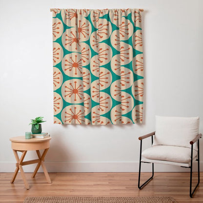 Atomic Dots Retro Midcentury Modern Pattern in Mid Mod Orange, Beige, and Turquoise Teal Window Curtain Gallery Image 7