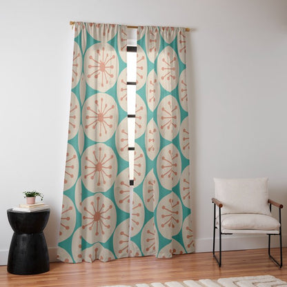 Atomic Dots Retro Midcentury Modern Pattern in Mid Mod Orange, Beige, and Turquoise Teal Window Curtain Gallery Image 14