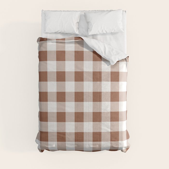 Gingham Large Brown White Comforter Gallery Image 3