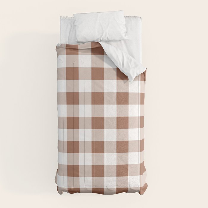 Gingham Large Brown White Comforter Gallery Image 5
