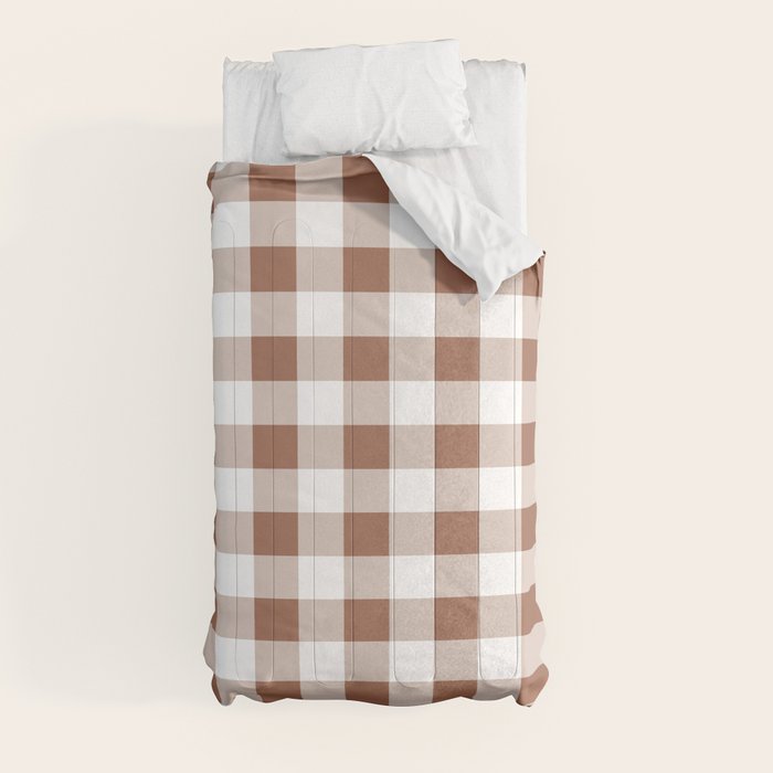 Gingham Large Brown White Comforter Gallery Image 9