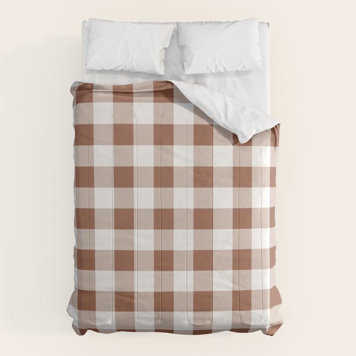 Gingham Large Brown White Comforter Gallery Image 6