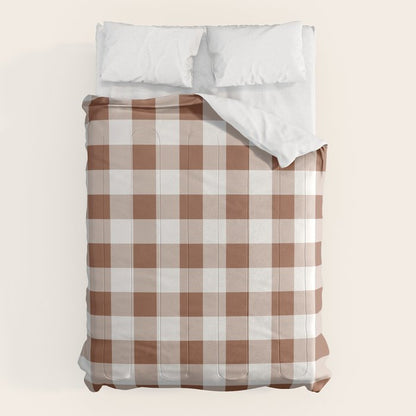 Gingham Large Brown White Comforter Gallery Image 6