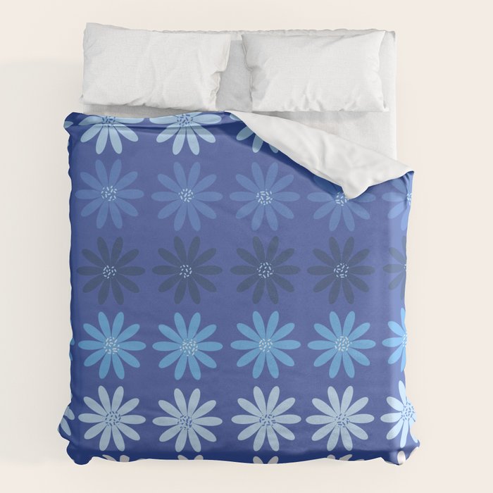 Ombre Abstract Daisies on Cobalt Blue Duvet Cover Gallery Image 7