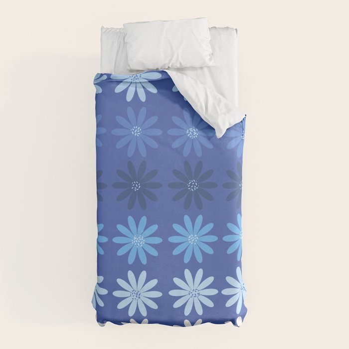 Ombre Abstract Daisies on Cobalt Blue Duvet Cover Gallery Image 10