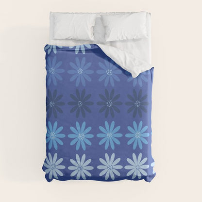 Ombre Abstract Daisies on Cobalt Blue Duvet Cover Gallery Image 8