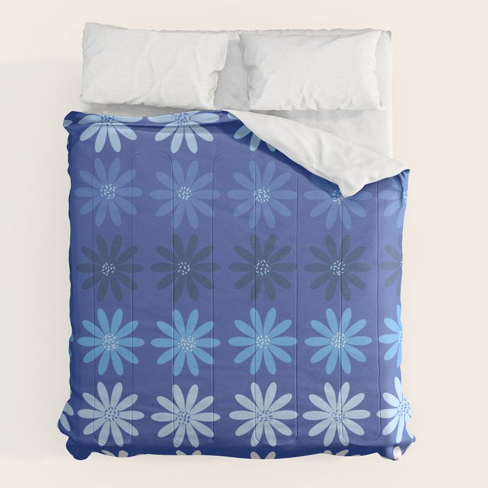 Ombre Abstract Daisies on Cobalt Blue Comforter Gallery Image 7