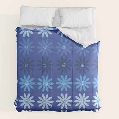Ombre Abstract Daisies on Cobalt Blue Comforter Gallery Image 7