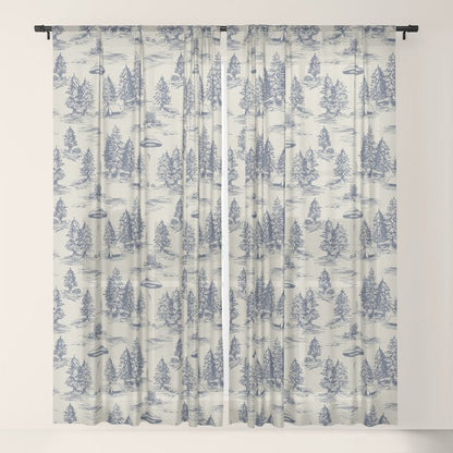 Alien Abduction Toile De Jouy Pattern in Blue Window Curtain Gallery Image 21