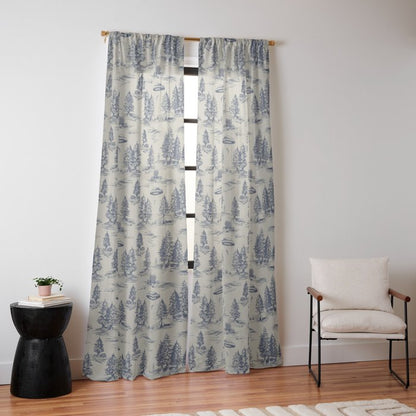 Alien Abduction Toile De Jouy Pattern in Blue Window Curtain Gallery Image 10