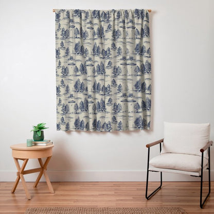 Alien Abduction Toile De Jouy Pattern in Blue Window Curtain Gallery Image 3