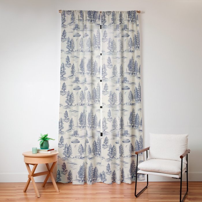 Alien Abduction Toile De Jouy Pattern in Blue Window Curtain Gallery Image 12