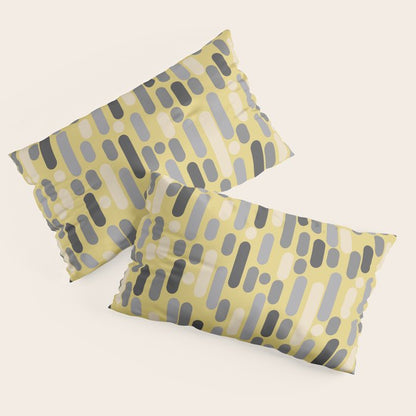 Morningside Heights Midcentury Modern Pattern in Retro Gray, Cream, and Yellow Pillow Sham Gallery Image 2