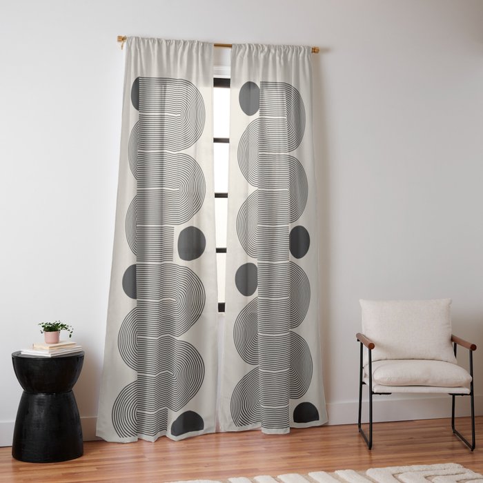 Abstraction_LINE_BLACK_DOT_VISUAL_ART_Minimlism_001A Window Curtain Gallery Image 14
