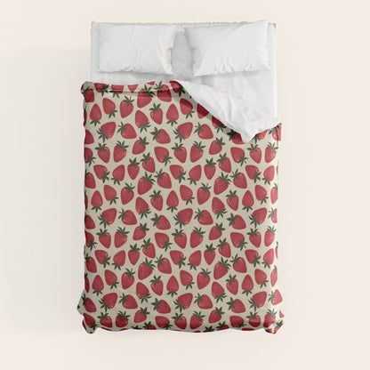 Hand Drawn Vintage Strawberry Pattern Duvet Cover Gallery Image 8
